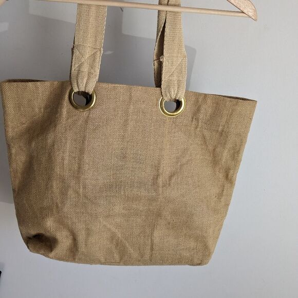 Boho Brown Jute Anchor Coastal Beach Tote Bag - Picture 3 of 7